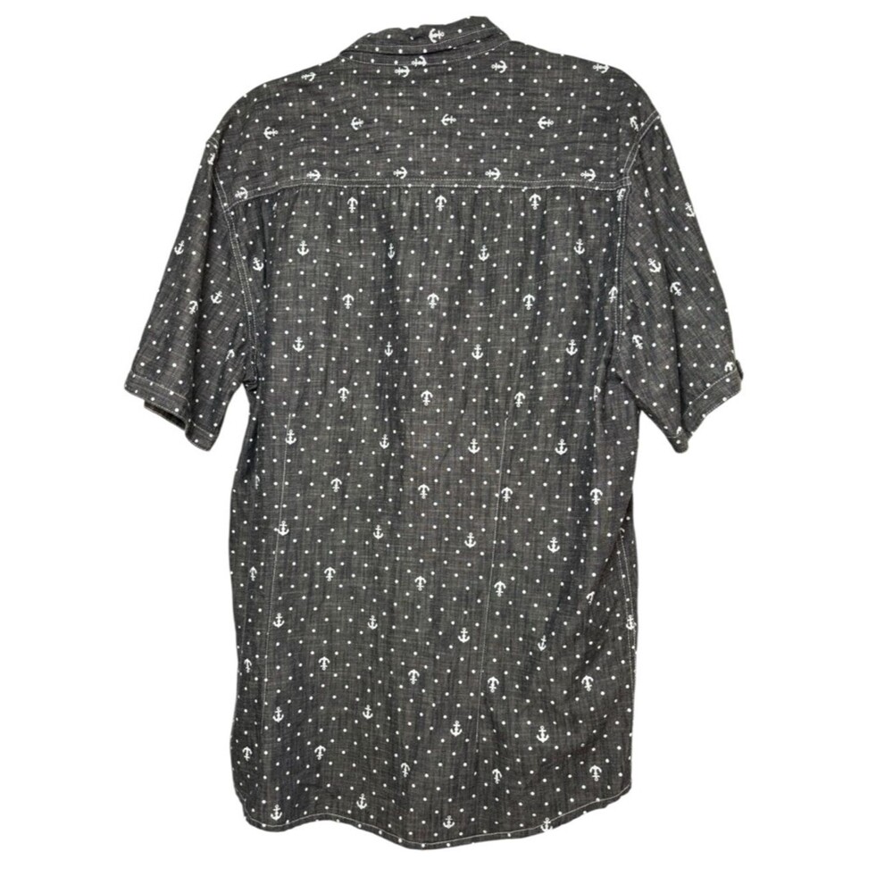 Huntington Beach Club Black Short Slv Button-Down Shirt Anchor Print Mens XL - Picture 4 of 8